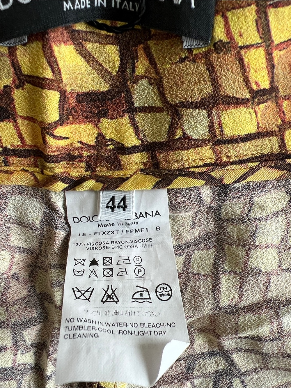 Dolce & Gabbana Yellow and Brown Mosaic Print Skirt - Picture 3 of 7